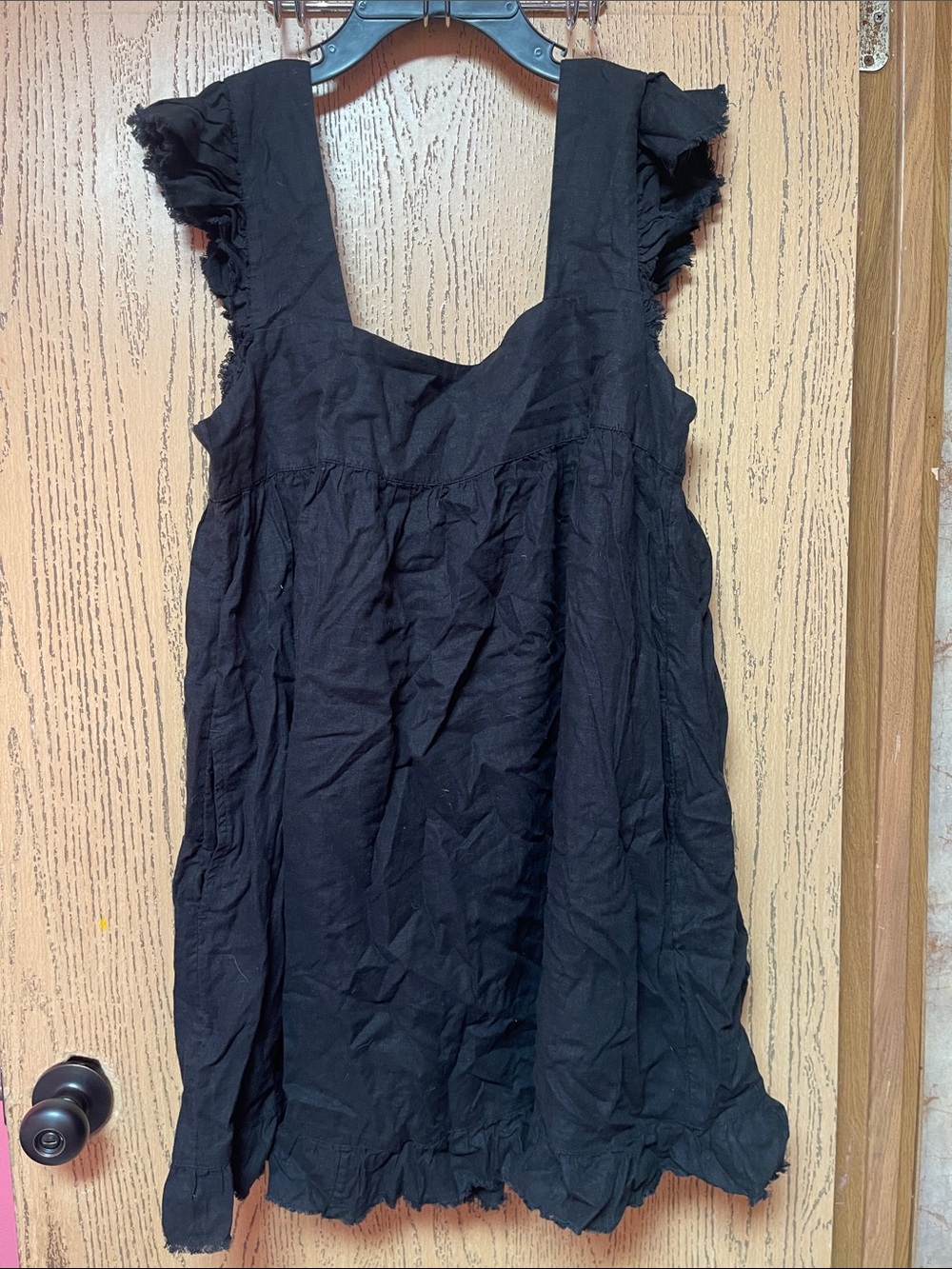 aerie Black Ruffle-Trim Tank Top